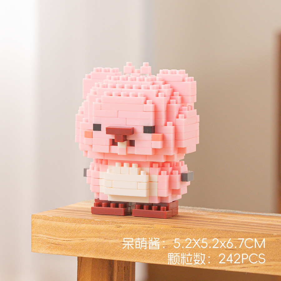 Compatible con Lego muñeca de dibujos animados micro partículas frambuesa oso montado bloques construcción juguetes educativos puesto ciego caja regalo al por mayor