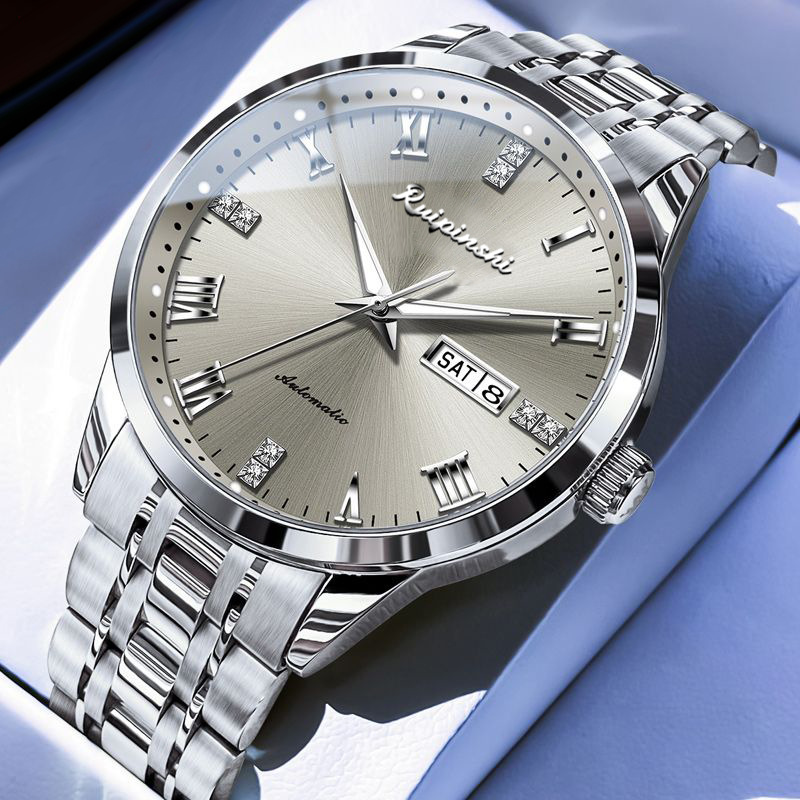 Popular Business Men's Watch with Transparent Bottom, Fully Automatic Imitation Mechanical Watch, Waterproof, Douyin Live Broadcast, Foreign Trade Dropshipping