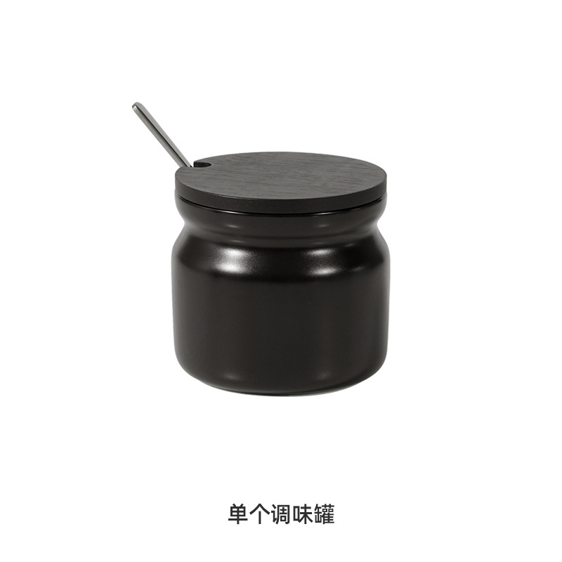 Cerámica Zhonggu hogar resistente a altas temperaturas tanque de aceite de pimienta condimento JAR sal azúcar tarro condimento caja aceite olla con tapa cuchara