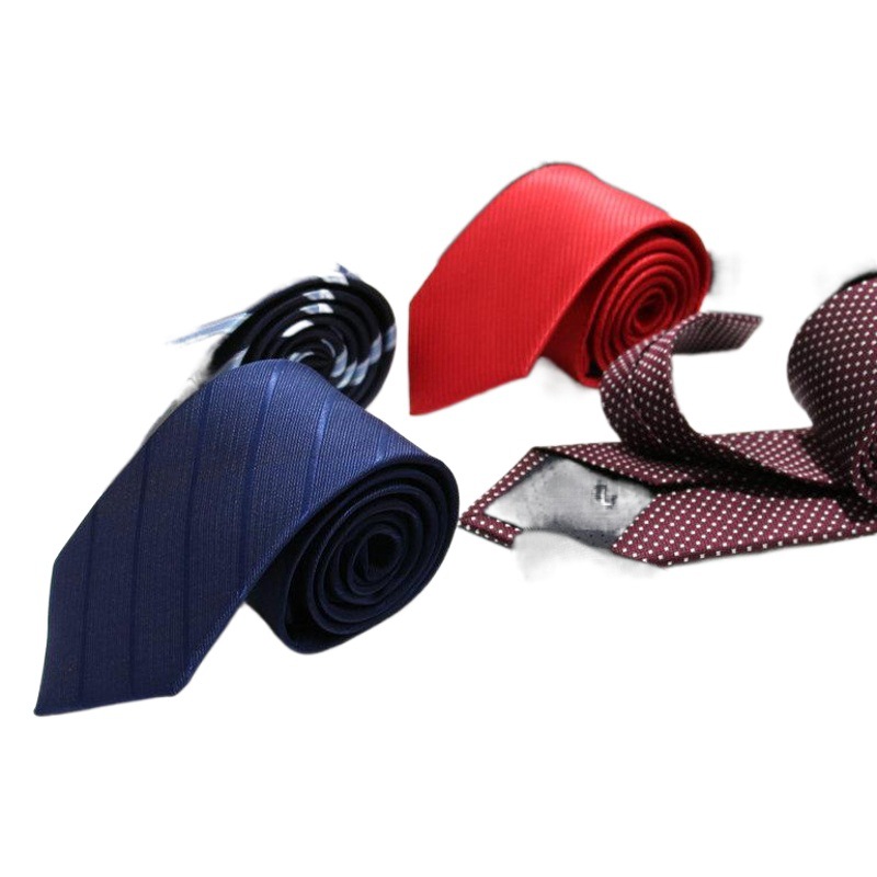 Corbata de hombre de negocios 7cm rayas a cuadros jacquard poliéster corbata hombres boda rojo casual negro corbata fabricante