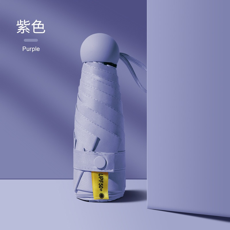 Cápsula paraguas protección solar Protección UV paraguas reforzado de ocho huesos paraguas cinco veces pequeña sombrilla portátil