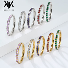 跨境欧美3mm钛钢镶锆石满钻戒指女满天星时尚堆叠轻奢高级感尾戒