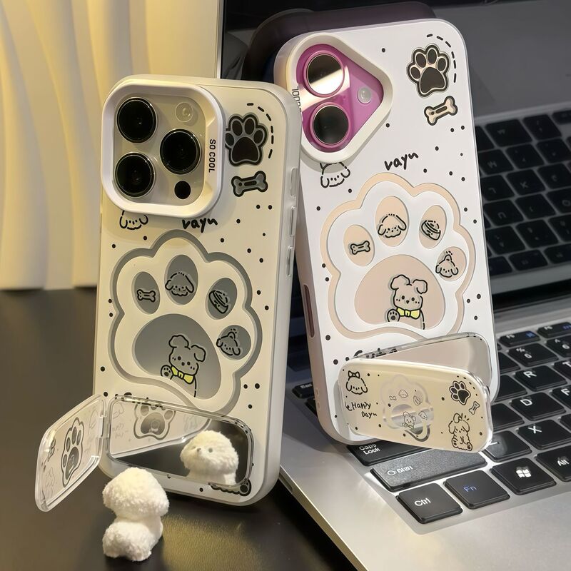 Stand Mirror Suitable for Samsung A55 35 A53 34 Phone Case S24 Ultras 23 Colorful Silver A56 Cute Paw Design Stand Mirror Suitable for Samsung A55 35 A53 34 Phone Case S24 Ultras 23 Colorful Silver A56 Cute Paw Design