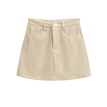 韩版通勤复古咖色灯芯绒a字短裙女秋季新款防走过高腰包臀半身裙