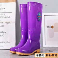 牛筋底高筒雨靴女冬ベルベット保温滑り止め靴ゴム靴中筒春秋雨の日防水雨靴
