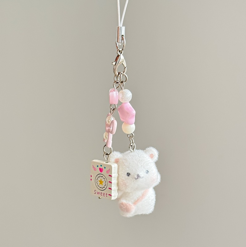 [Little Bear Goes to School] クリエイティブノートブック植毛クマバッグペンダント車のキーホルダー小動物携帯電話ペンダント|undefined
