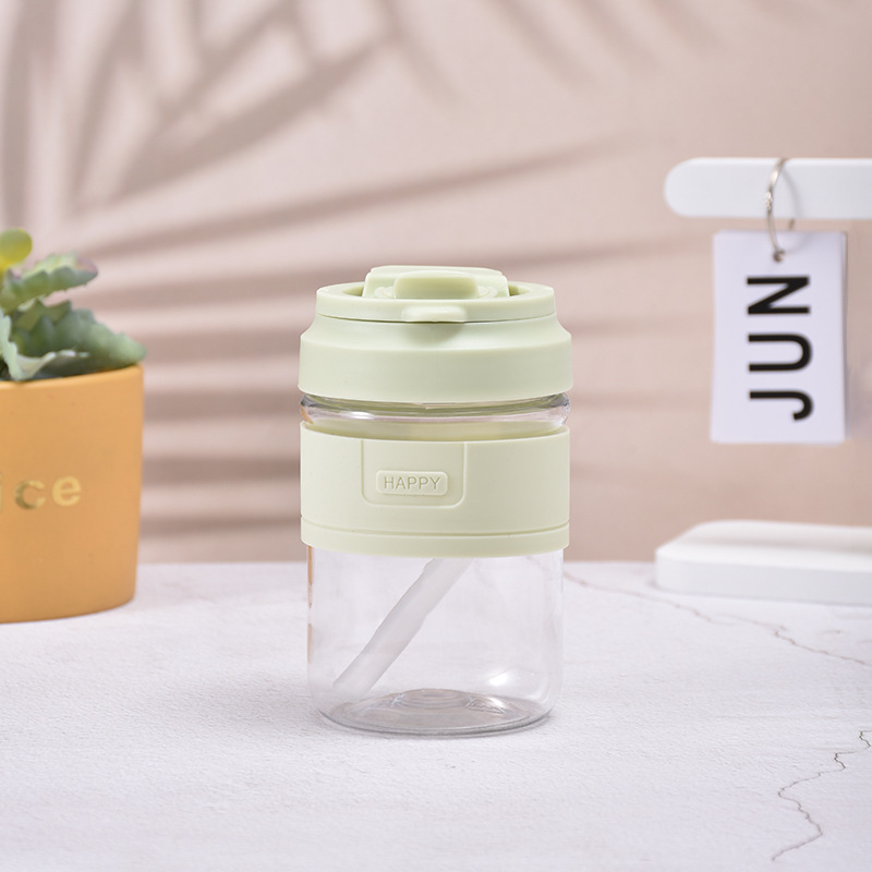Portable Plastic Water Bottle With Straw For Girls And Coffee_voghion.com