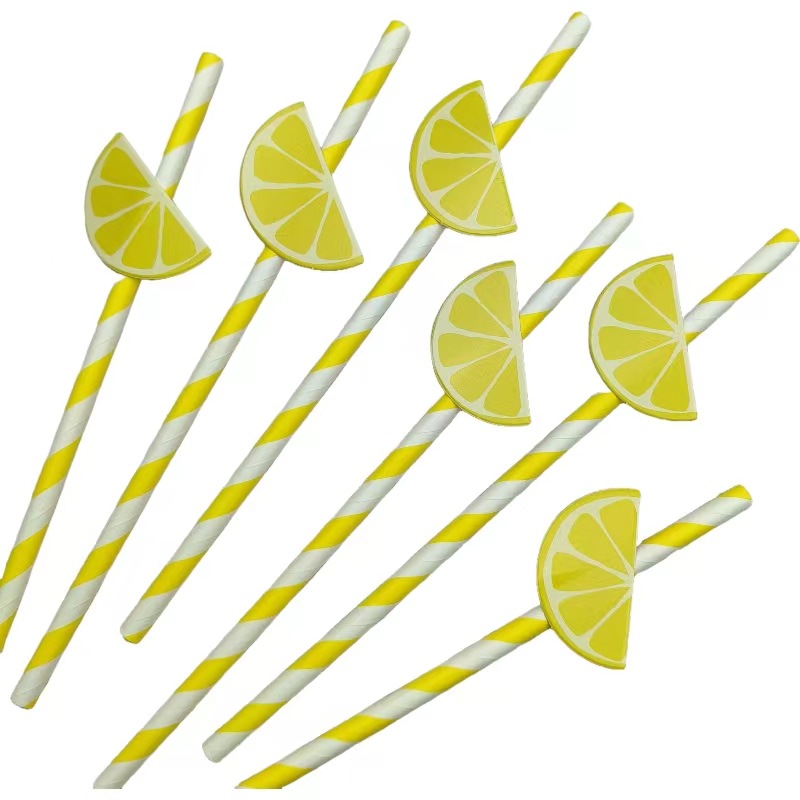 Papel de fiesta desechable degradable fresas sandía sopa dulce pastel cóctel paja decoración