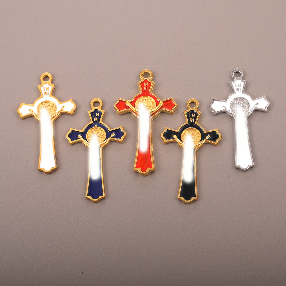 Cruces de metal collar pulsera accesorios DIY esmalte rosario colgante colgante adornos N venta caliente