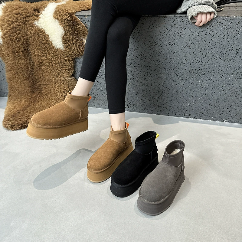 2024 зимние новые мини-дип сапоги женские зимние толстые подошвы увеличены