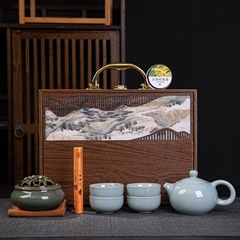 哥窑茶具套装一壶四杯开业实用伴手礼公司会议活动香道礼品随手礼
