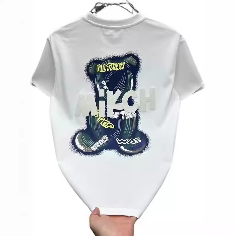 Odzież męska T-shirt męski 2024 letnie towary europejskie nadruk z niedźwiedziem ubrania z krótkim rękawem pół rękawa wokół szyi modna markowa koszulka męska_voghion.com
