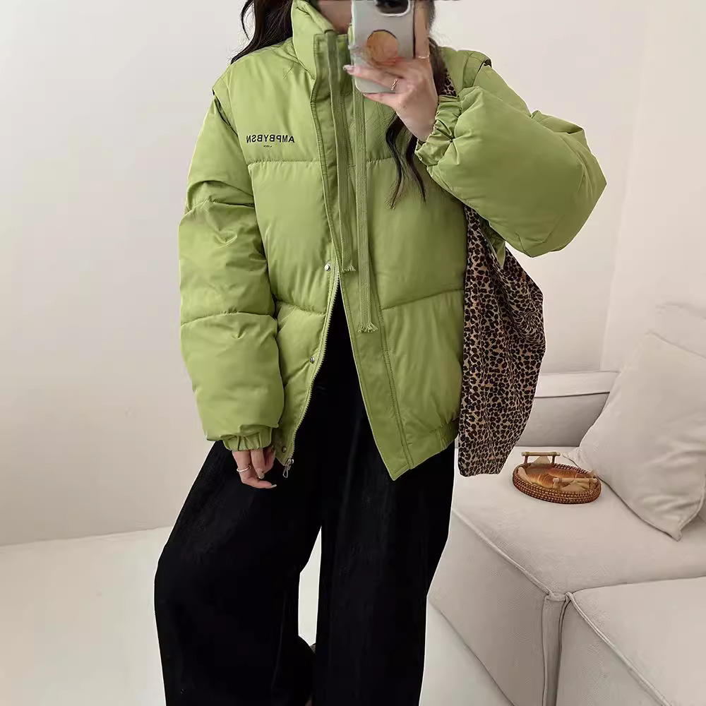 Europa y los Estados Unidos 2024 otoño y invierno corto ropa de algodón de mujer cuello coreano dos chaquetas de algodón gruesas chaquetas de béisbol de estudiantes chaquetas