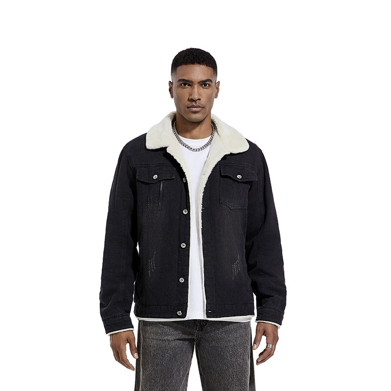 Зимняя мужская куртка 2025 года, новая, тёплая, на флисе, джинсовая, модная, трендовая, экспортная, в американском стиле