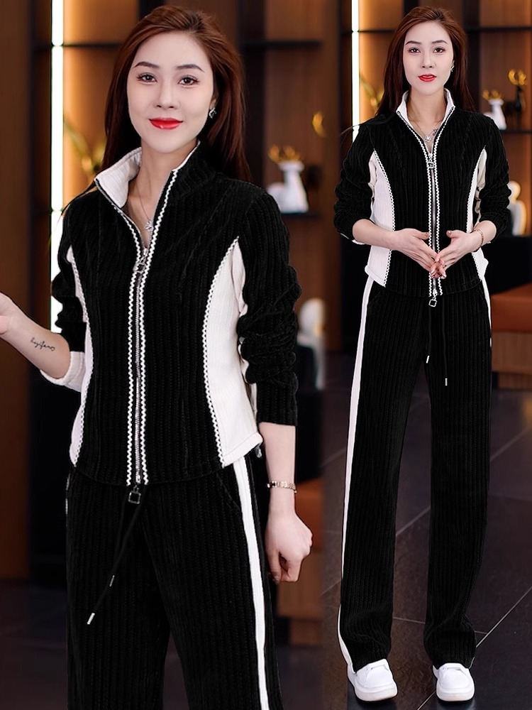 Women's Clothing new casual sportswear women's suits spring and autumn fashionable hooded sweatshirt wide leg pants two piece suit_voghion.com