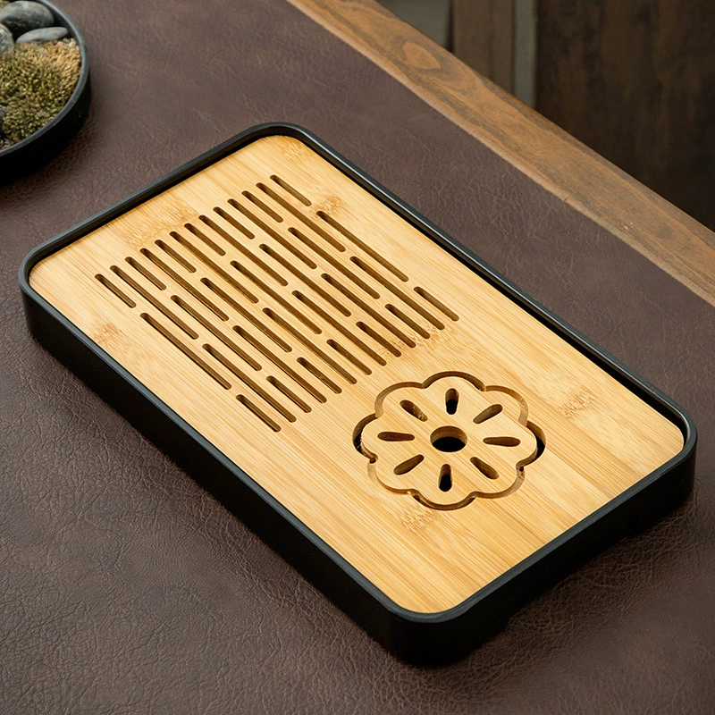 Bamboo Tea Tray — Rectangular & Square Drip Trays, Multi-Size 19–43 cm, Storage & Drainage