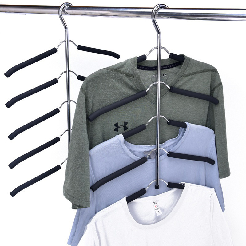 5層発泡管ワンピースハンガー多層発泡綿服掛け収納棚回転式ハンガー家庭用洋服店卸売り|undefined