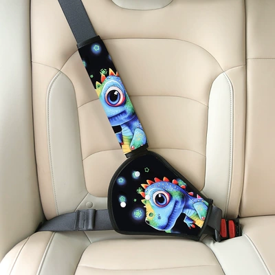 Car Seat-Specific Safety Belt – Seat belt shoulder pad - shoulder-pad-two-piece-set-blue-little-monster