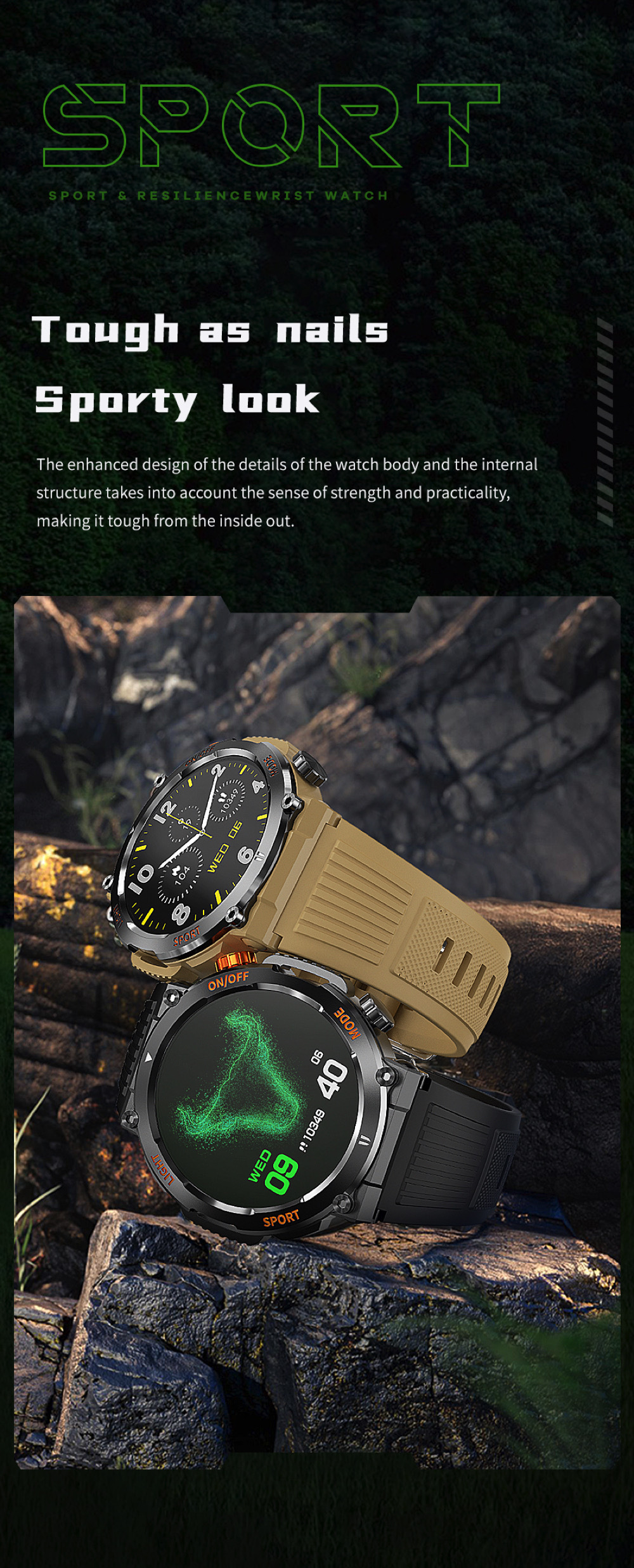 HT17 Smart Watch Uomo Bussola Illuminazione a LED Sport all'aria aperta_voghion.com