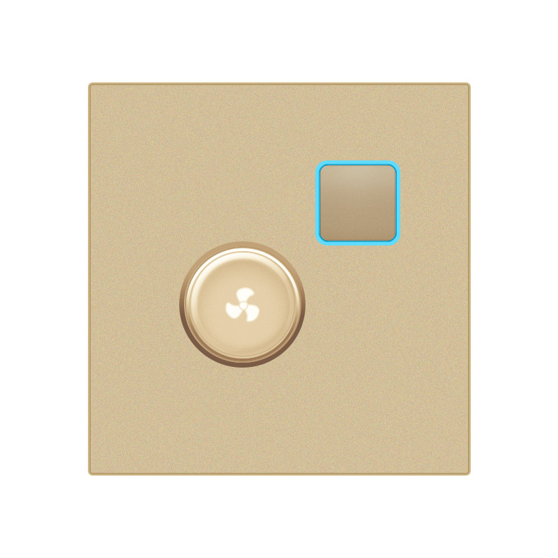 厂家直供外贸销售一开调速开关插座 86型轻触磨砂亚克力金色面板