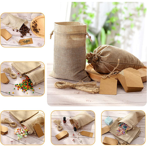 Cross-border 25pcs linen bunch pocket wedding party gift bag Christmas jewelry bag diy linen bag set