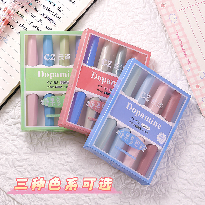 Resaltador de dopamina de color caramelo, resaltador de lápiz labial creativo, marcador de aula para estudiantes, bolígrafo de mano de color al por mayor