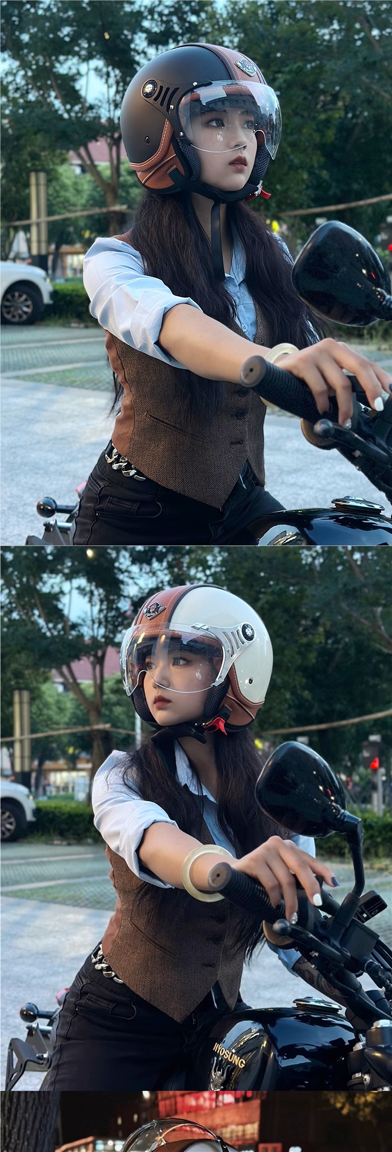 German Qudas Motorcycle Helmet Men's and Women's Retro Four-Season Electric Vehicle Half Helmet Safety Helmet 3C Certification