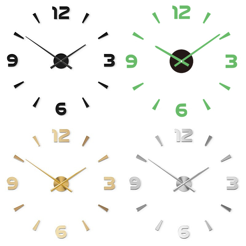 Fashion New Upgraded 3D Acrylic DIY Wall Clock Simple All-Match Living Room Hall Household Commercial Mute Clock