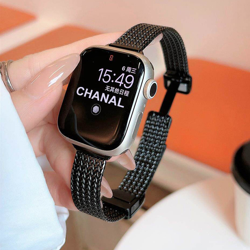 Black - wheat ear slim 14mm [magnetic clasp] / Single watch strap [no accessories]