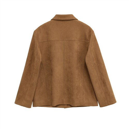 European and American style women's clothing fashion trend temperament leather lapel single-breasted long-sleeved jacket outer