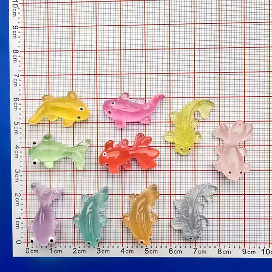 Cartoon luminous small goldfish resin accessories creative children diy mini toy small jewelry stationery patch decoration