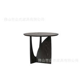 中古诧寂风茶几艺术实木小边几设计师角几复古圆桌客厅沙发边桌子