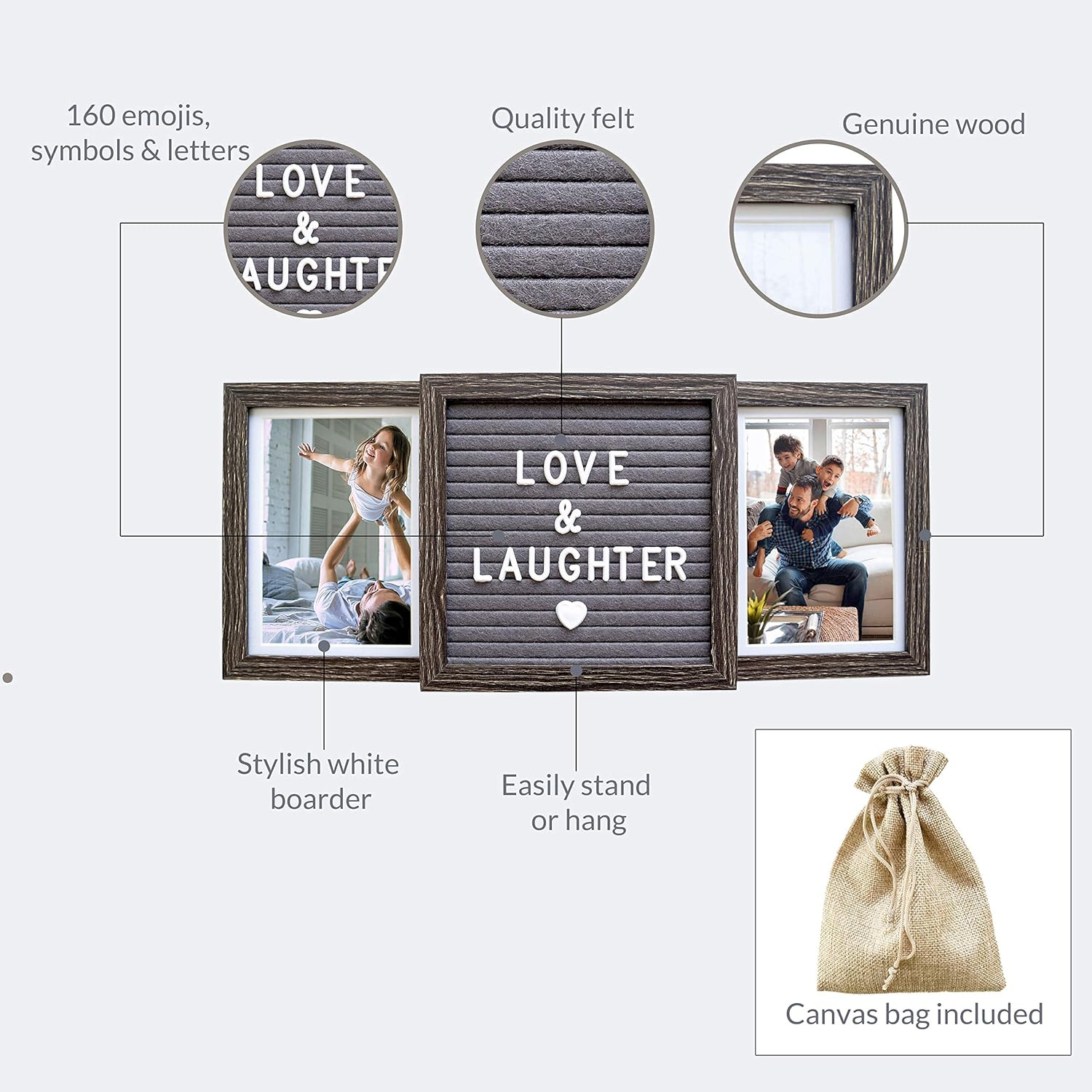 Venta caliente tablero de fieltro palillos de plástico tablero de fotos marco hecho a mano DIY hecho a mano mensaje marco de fotos de fieltro conmemorativo