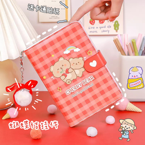 Simple ins style loose-leaf notebook, detachable notebook, soft leather coil notebook, cute magnetic buckle notebook for girls