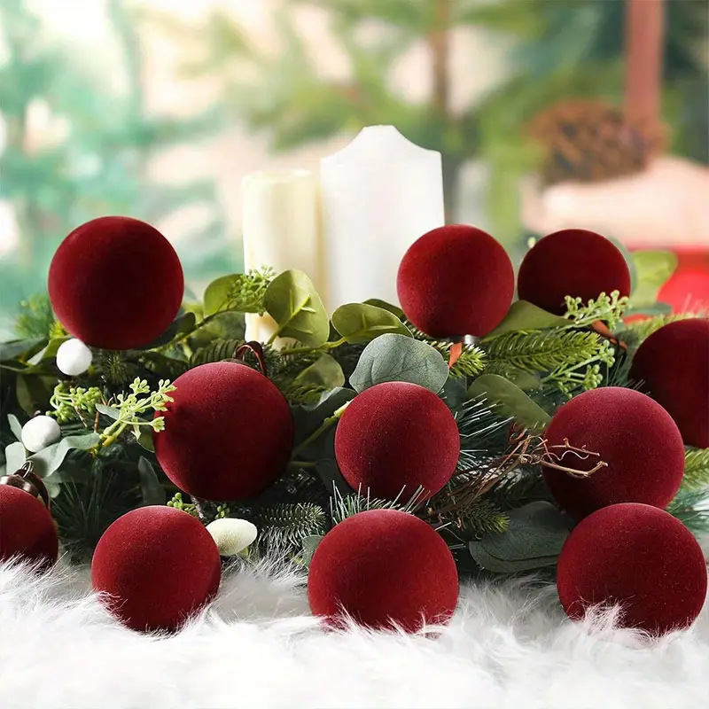 Navidad flotilla bola a granel decoración de Navidad 4 / 5 / 6 / 8cm colgando bola de Navidad colgando árbol de Navidad vino rojo tinta verde fruta verde