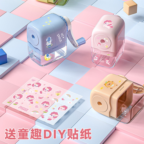 Colorful Hand-Crank Pencil Sharpener with Wide Mouth Cartoon Cute Pencil Sharpener for Students Pencil Sharpener Lead Holder