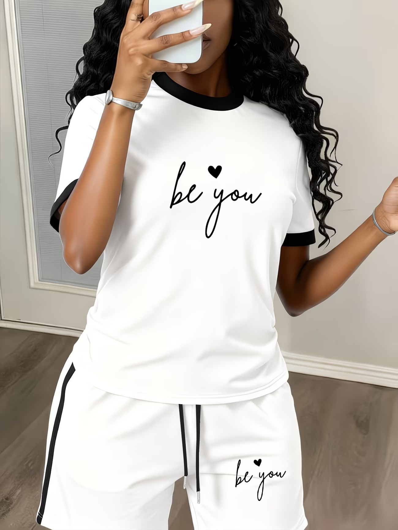Summer Women's Printed Color Block Two Piece Set Simple Luxury Loose Casual Outfit Short Sleeve 8010 Print_ecoleips.com