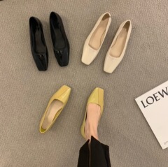 平の角の頭の豆の靴の女性の靴の2025年の新型の春の黒色の通勤は低いです。
