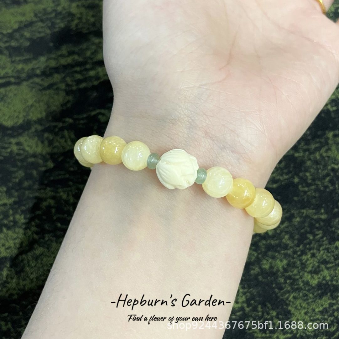 Pomelo Autumn Topaz Ivory Fruit New Chinese Style Easiest for Match Beaded Literary Bracelet Original Small Fresh Irregular Bracelet for Women