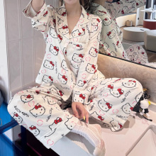 睡衣[套装]~hello猫咪韩系少女卡通款可爱休闲舒适家居服女可外穿