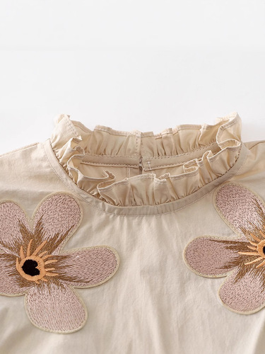 New girls 'summer shirts, Western-style fashionable girls' long-sleeved shirts, summer embroidery flowers, children's clothes
