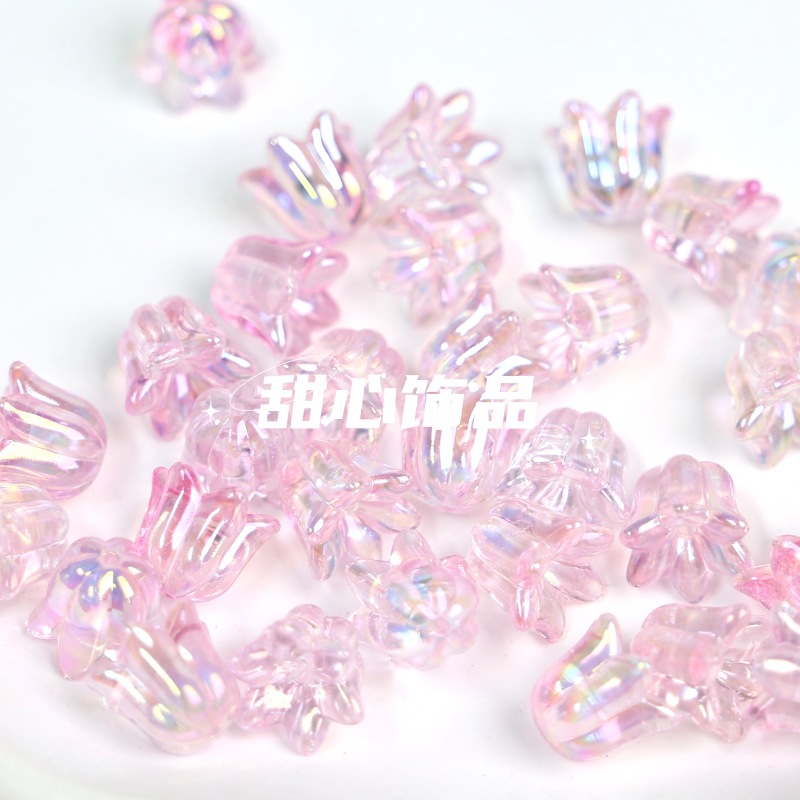 ab漸變彩高透鈴蘭花朵散珠花苞亞克力串珠diy髮簪車掛飾品配件