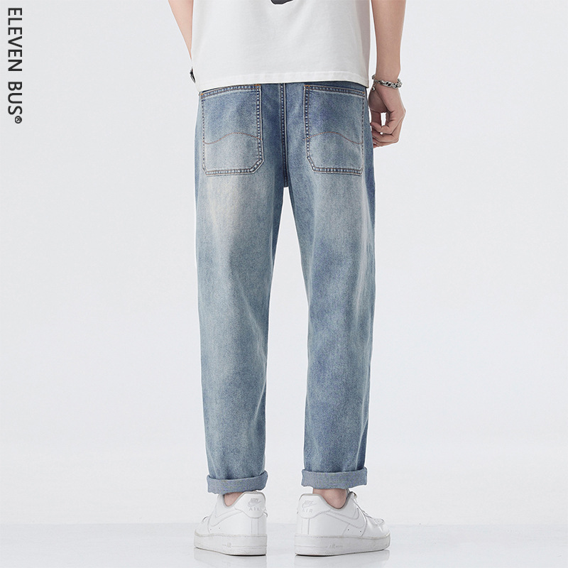 Lewei Men's Thin Jeans Men's Tapered Lyocell Tencel Pants Trendy Brand Youth Straight Casual Long Pants