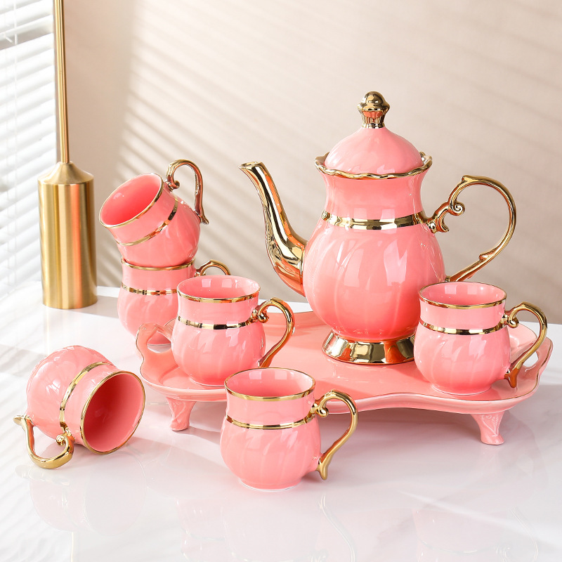 Juego de té de cerámica de estilo nórdico de alta gama, empaque en caja de regalo, regalos empresariales, exclusivamente para ventas transfronterizas, disponible en varios colores.