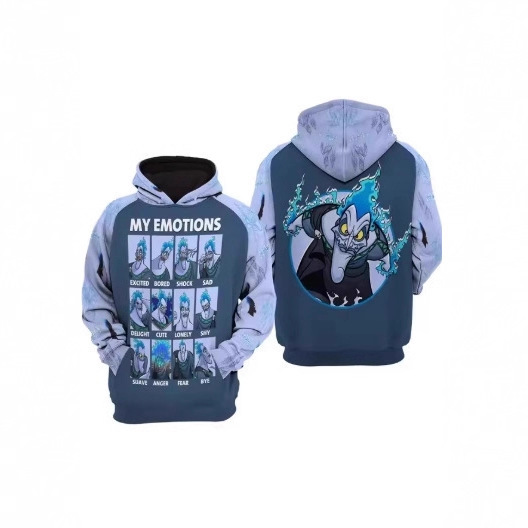 2025 Evil Villain 3D Printed Hades Fashion Men's Casual Zipper Hoodie Sweatshirt