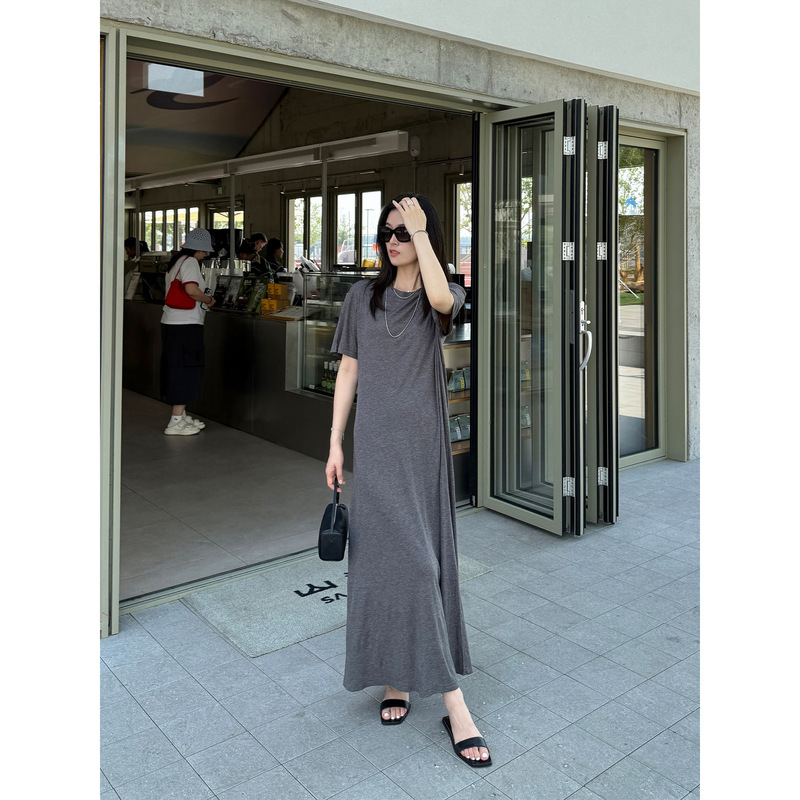 61035 # Yang Xiaoyao Lazy Dress Row Style Tencel Silk Cool Smooth T-Shirt Long Dress for Women Summer New 61035 # Yang Xiaoyao Lazy Dress Row Style Tencel Silk Cool Smooth T-Shirt Long Dress for Women Summer New