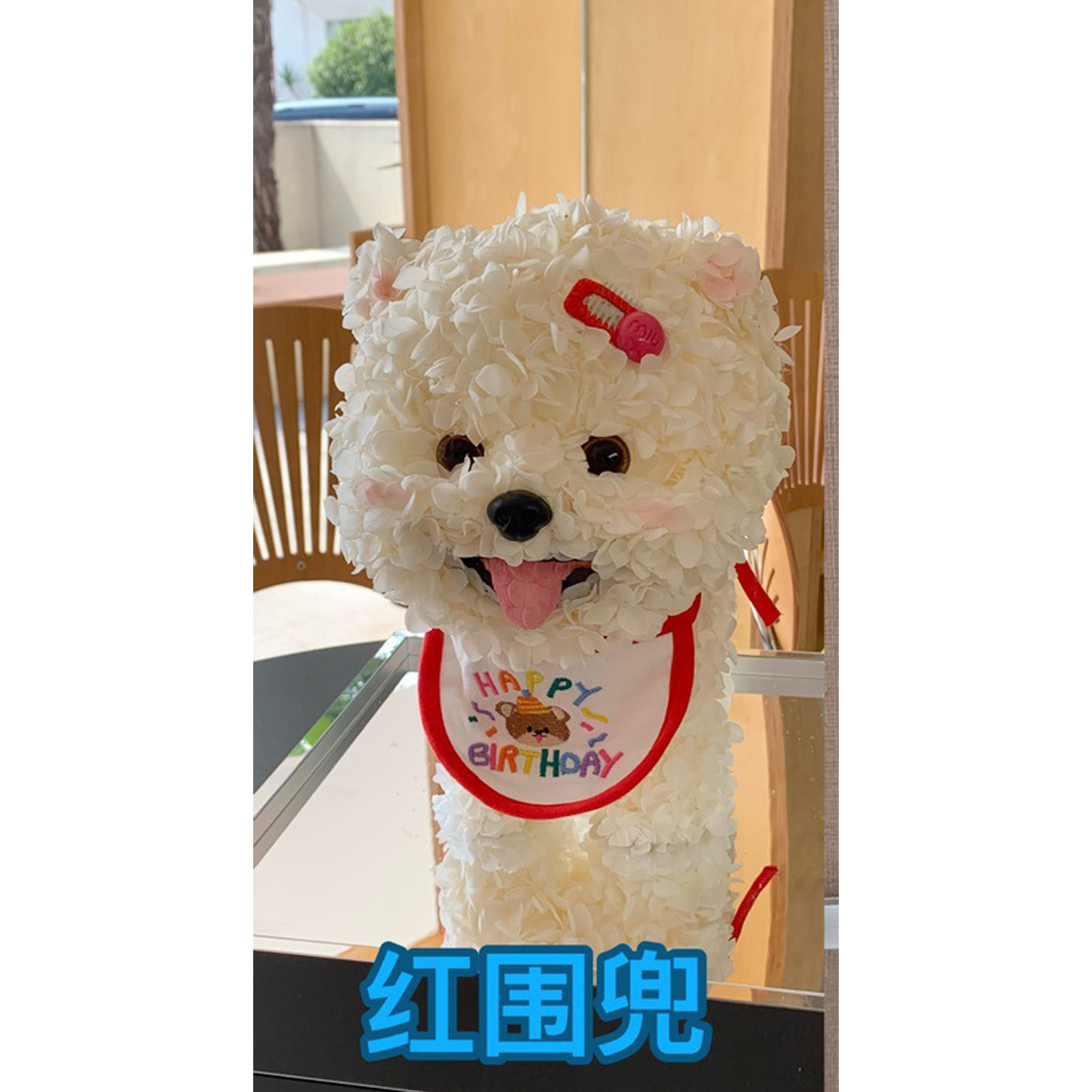 Flor eterna Hortensia Perro Maltsian Regalo de flores reales Confesión de bodas Regalo de cumpleaños de San Valentín Flor eterna Cachorro