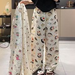 散歩して曲がった神のズボンの漫画の睡眠のズボンの女性の夏の薄いタイプの家の怠け者のズボンのストレートのカジュアルなズボンは外で家の長ズボンを着ることができます。