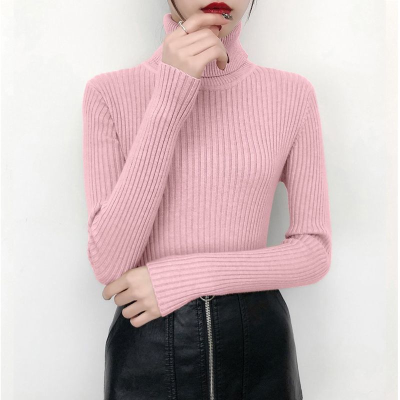 高领毛衣女2023秋冬百搭内搭修身显瘦上衣黑色针织打底衫洋气时尚|undefined