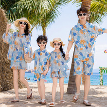 耶林风沙滩套装一家四口度假装三亚情侣母女海边沙滩防晒休闲套装